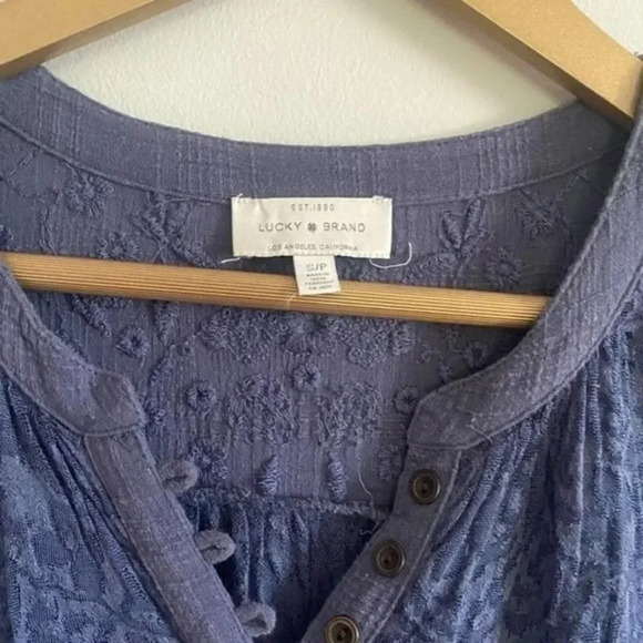 Lucky Brand Blue Lace Top - Picture 3 of 13